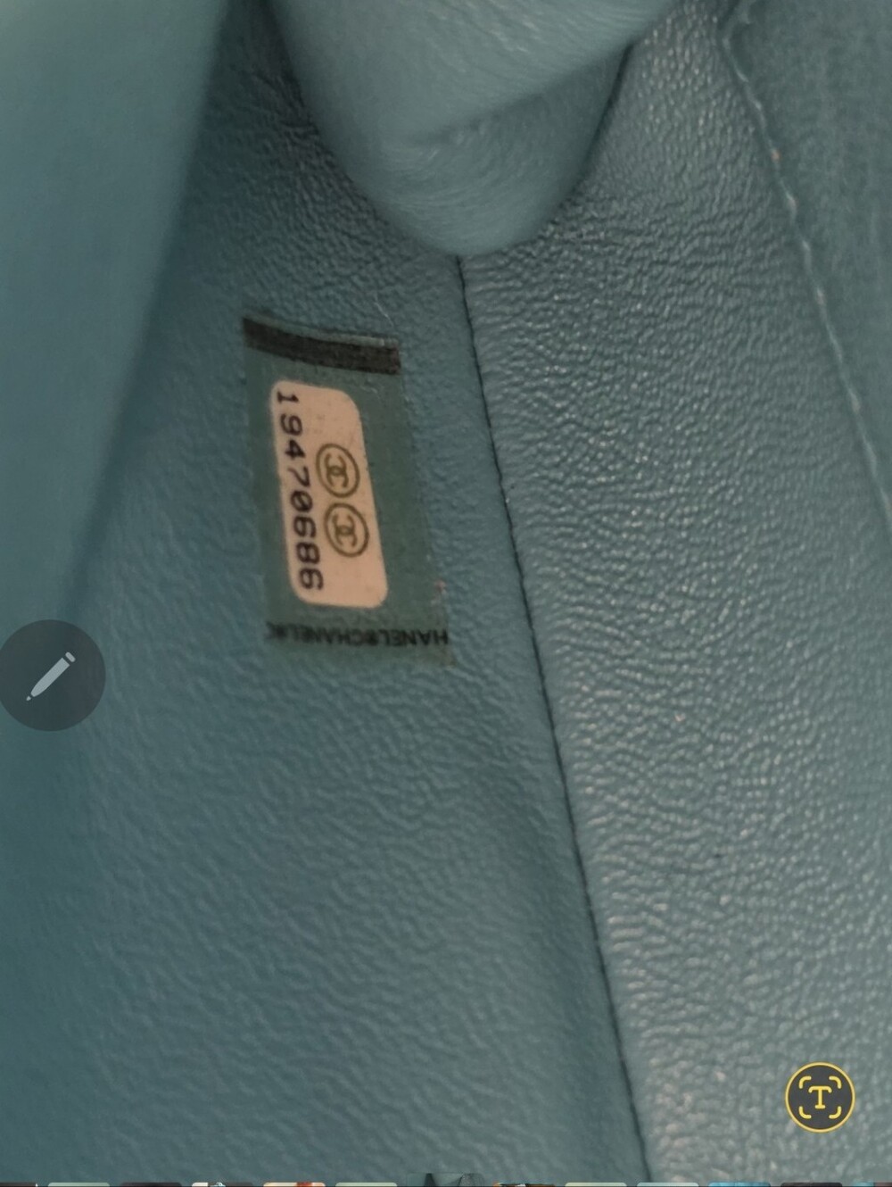 Chanel Medium Lambskin Clutch on Chain Tiffant Blue, Entrupy Authenticated - Picture 8 of 12